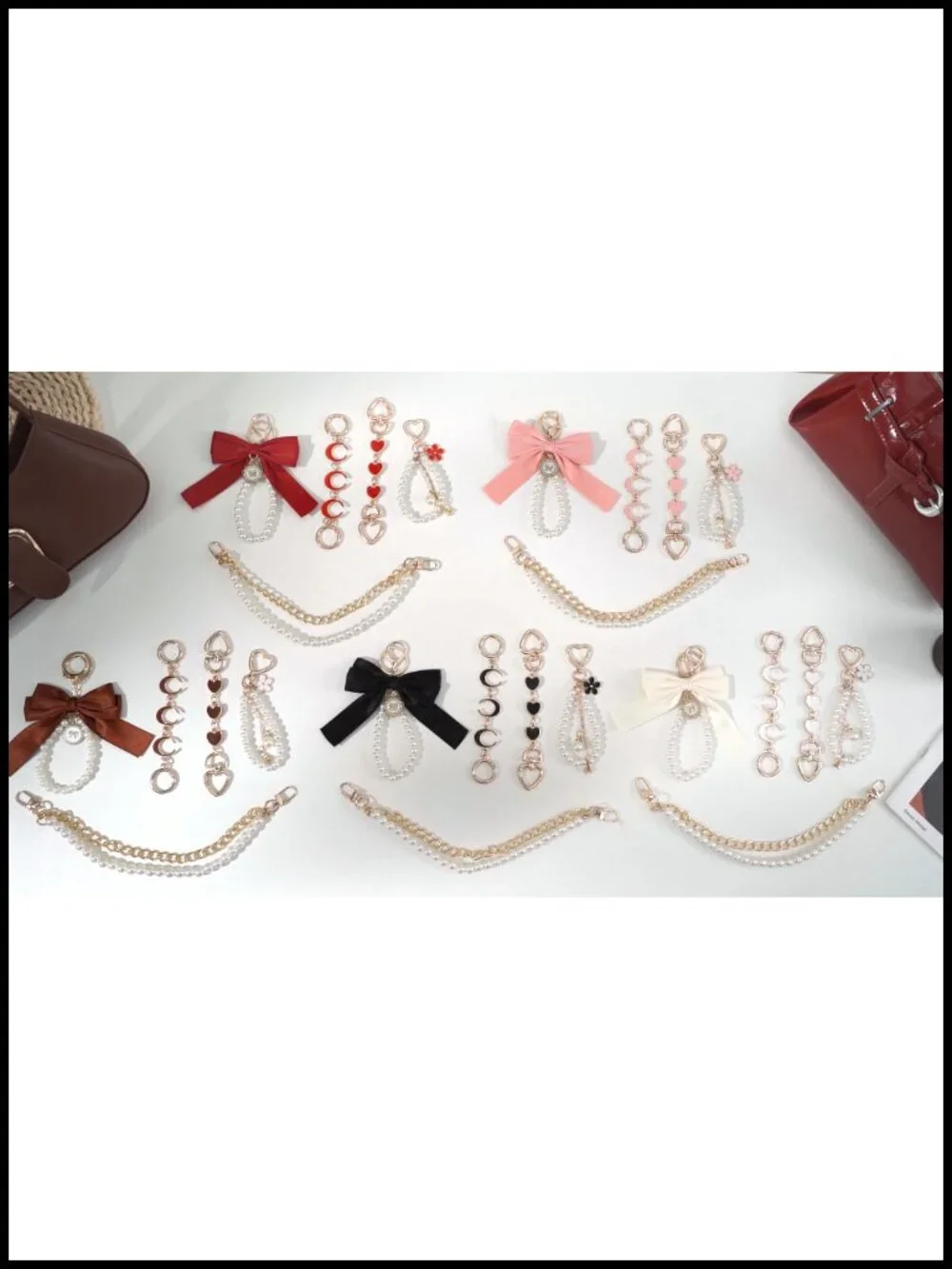 5 Pcs Bag Extender Chain Set with Pear Keychain Purse Charm Accessories
